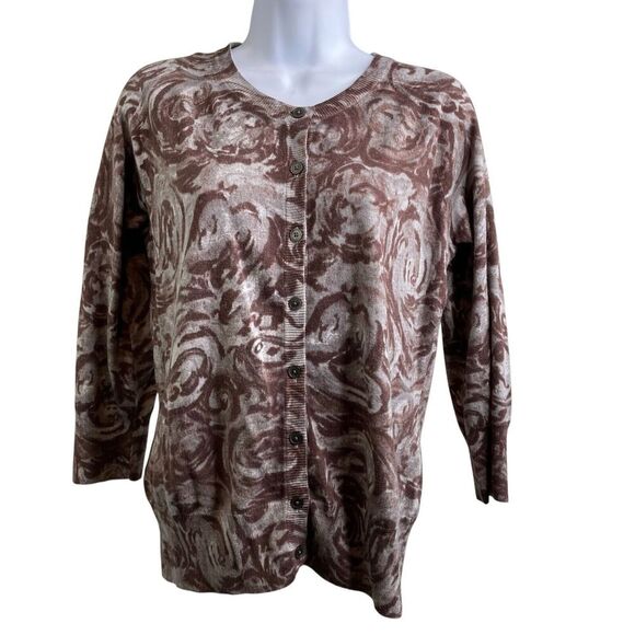 Talbots Women's Brown Wool Blend Cardigan Size M‎ Preppy Old Money Regal Regency - Picture 1 of 11